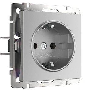 Изображение Розетка с заземлением и шторками (серебряный) W1171106