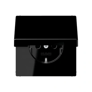Изображение Розетка с заземлением и крышкой 16А 250В LS-design черный глянец LS1520KLSW Jung