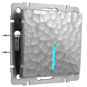 Изображение Выключатель одноклавишный с подсветкой (серебряный) W1210106