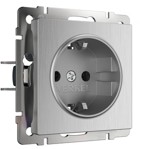 Изображение Розетка с заземлением (cеребряный рифленый) W1171009