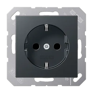 Изображение Розетка с заземлением и шторками 16А 250В A Flow антрацит матовый A1520BFKIANM Jung