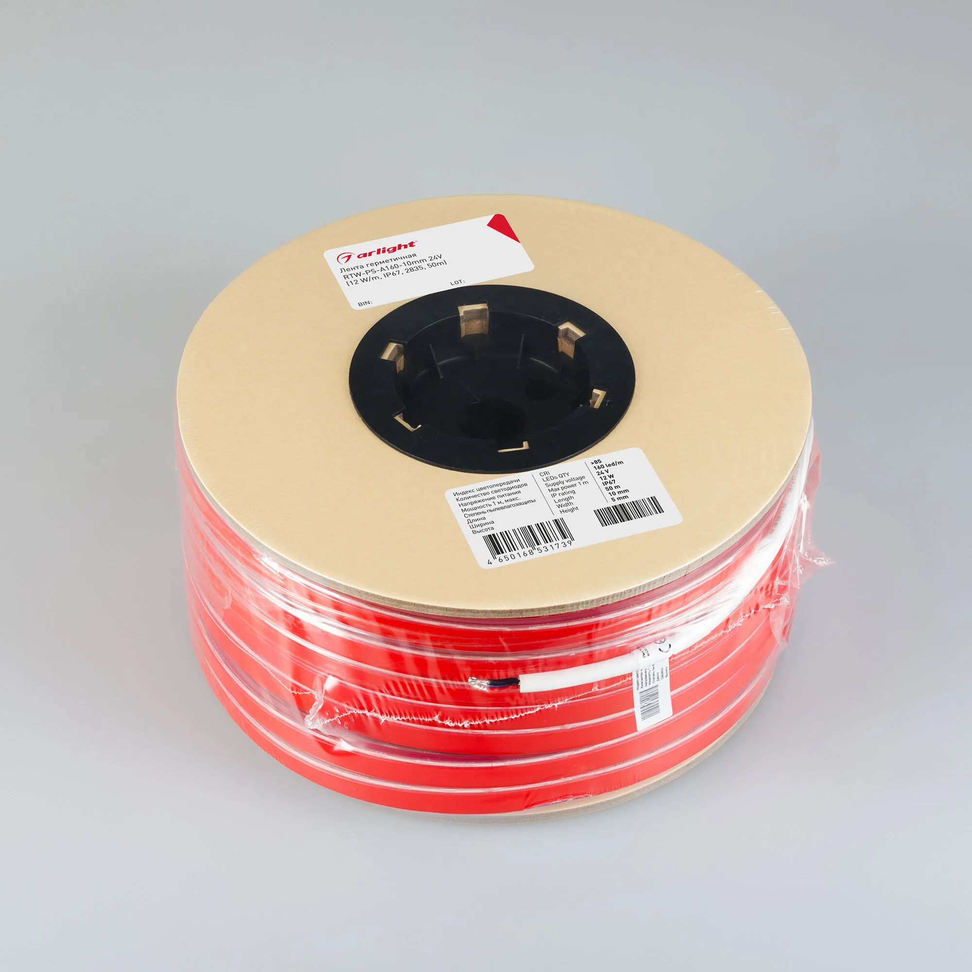 Лента светодиодная герметичная RTW-PS-A160-10mm 24V Warm3500 (12 W/m, IP67, 2835, 50m) (Arlight, 12 Вт/м, IP67)
